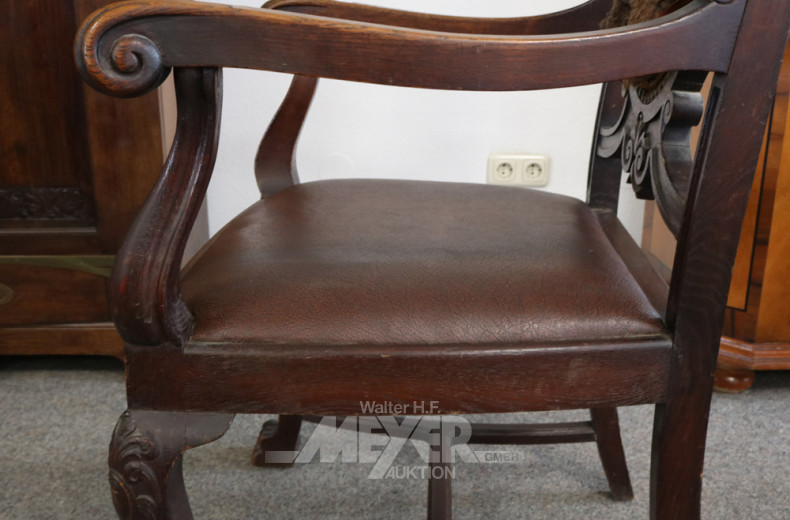 Armlehnenstuhl, Eiche, um 1910,