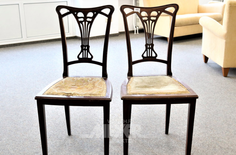 2 kl. Stühle, Mahagoni, um 1900,