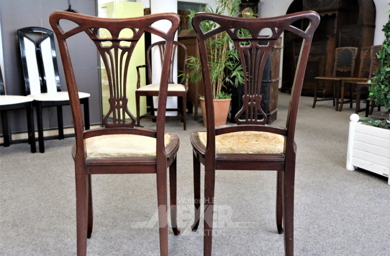 2 kl. Stühle, Mahagoni, um 1900,