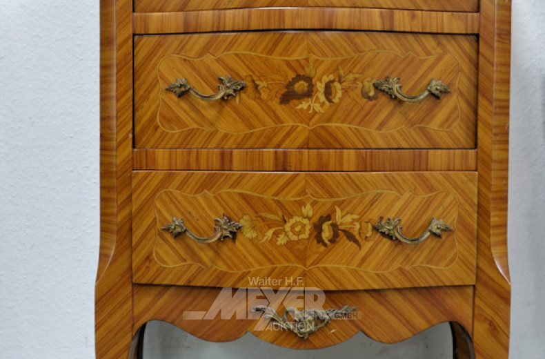 Kommode, Rosenholz, Blumenintarsien,