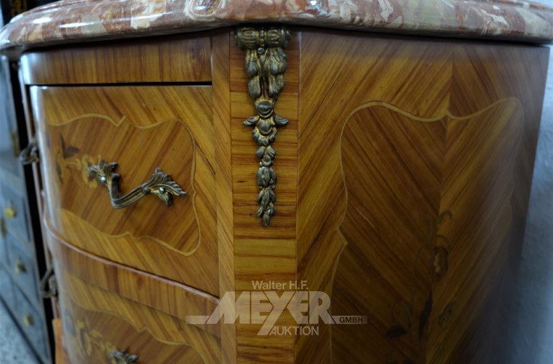 Kommode, Rosenholz, Blumenintarsien,