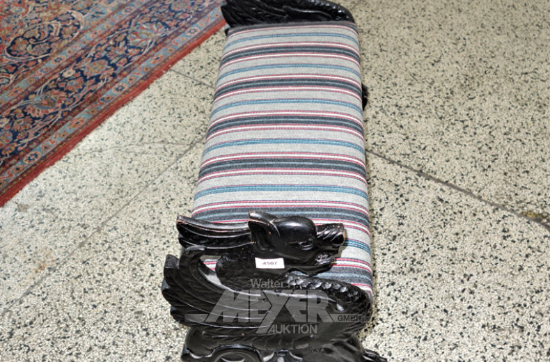 Sitzbank, Holz, Stoffbezug,