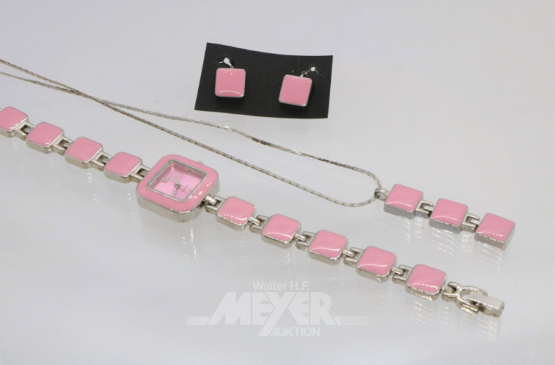 Schmuck-Set 3tlg.: 1 Damen-Armbanduhr,