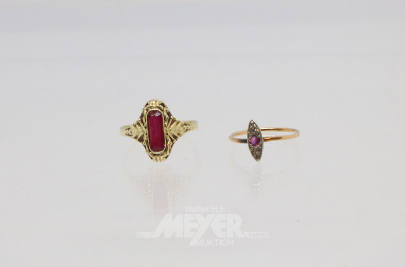 2 Damenringe, 585er GG,