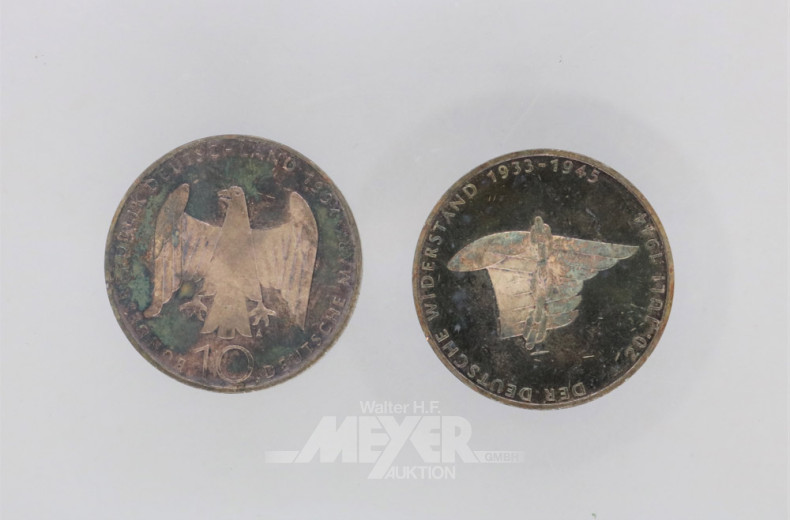 2 Gedenkmünzen à 10 DM