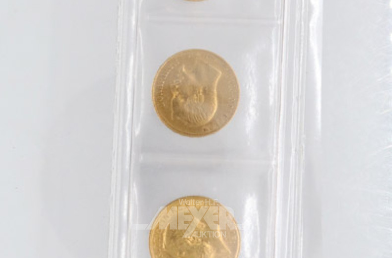4 Goldmünzen: Deutsches Reich,