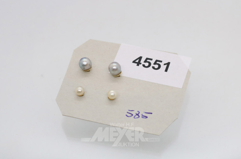 2 Paar Ohrstecker, 585er GG,