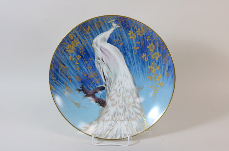 großer Wandteller mit Pfaumotiv