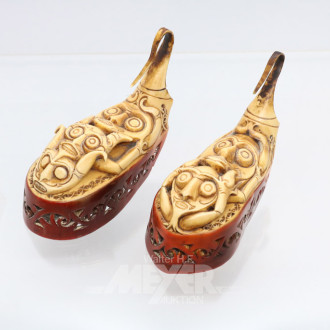 asiatisches Ohrgehänge-Paar, Horn,
