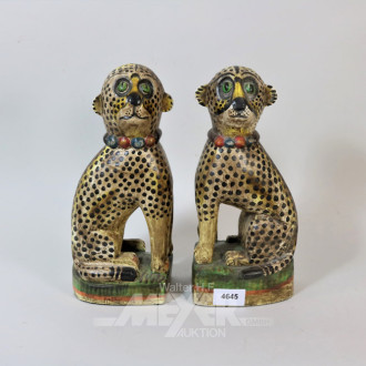Buchstützenpaar ''Leoparden'', Holz,