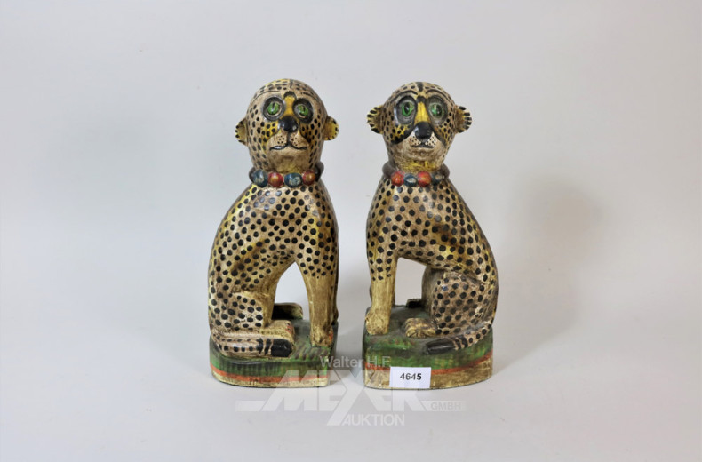 Buchstützenpaar ''Leoparden'', Holz,
