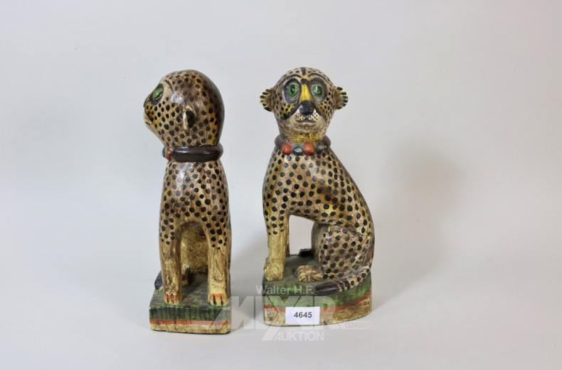 Buchstützenpaar ''Leoparden'', Holz,