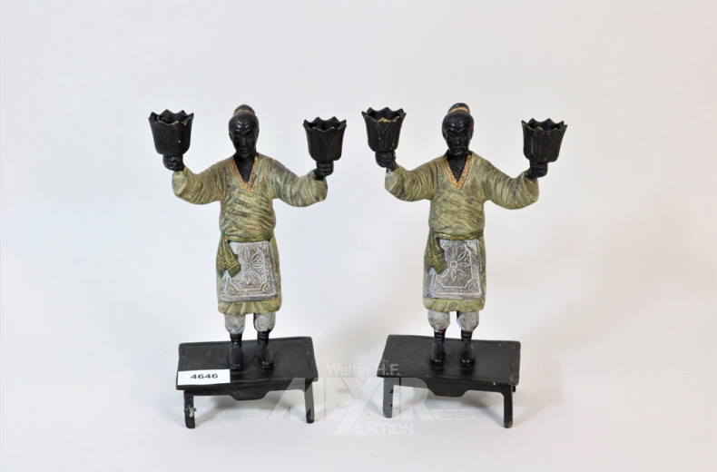 Kerzenleuchterpaar ''Asiate im Kimono'',