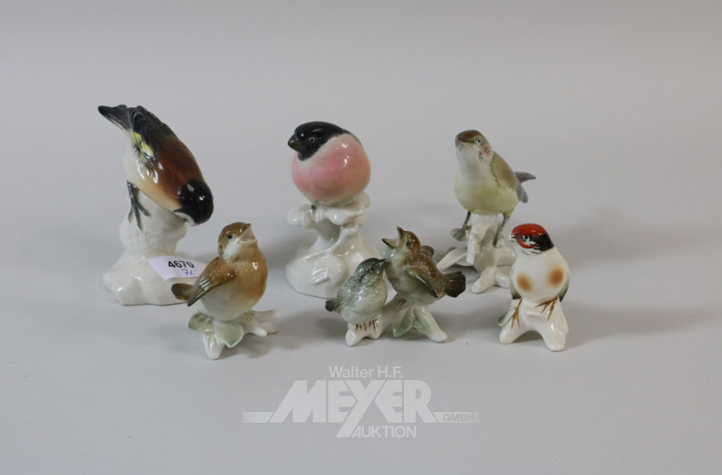 7 Porzellanfiguren: Vögel u.a. EMS