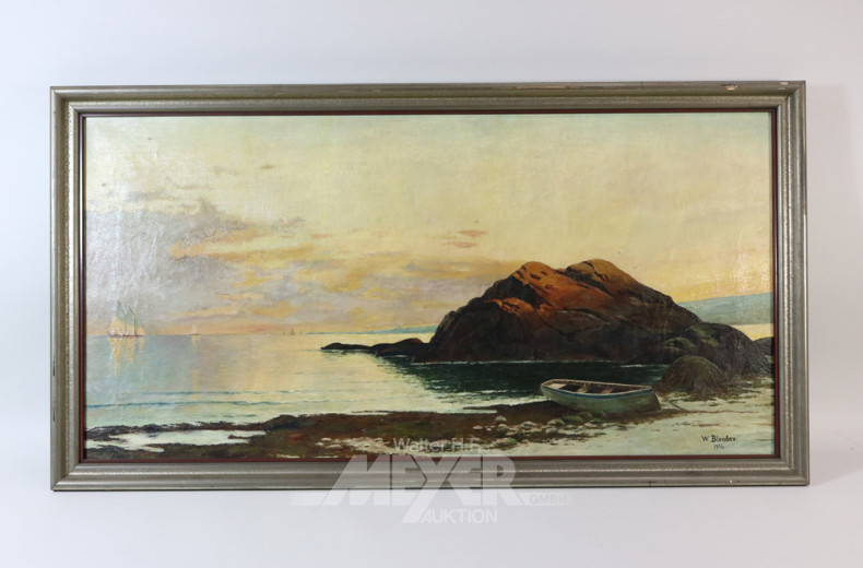 Gemälde ''Ruderboot mit Felsenküste'',