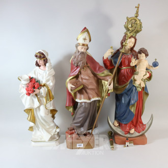 3 christliche Figuren, Holz: