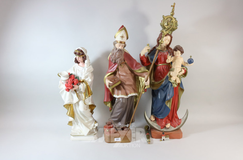 3 christliche Figuren, Holz: