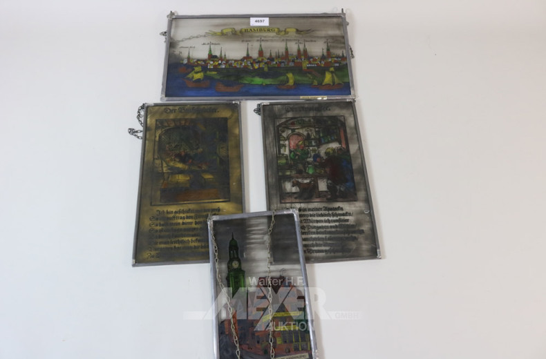 4 Bleiverglasungen: 2 x ''Hamburg'':