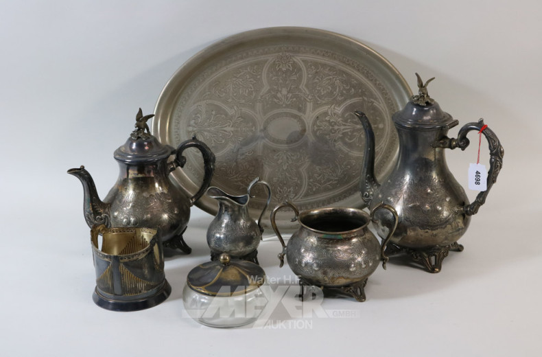 versilbertes Kaffeeservice, 6-teilig,