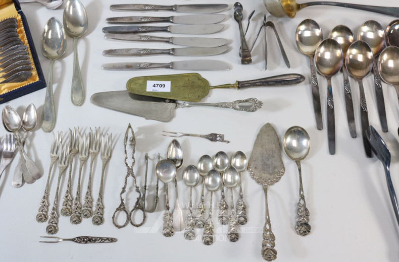 Posten Besteckteile, tlw. 800er Silber,