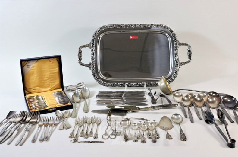 Posten Besteckteile, tlw. 800er Silber,