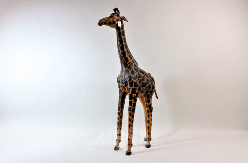 gr. Figur ''Giraffe'', Lederbespannung,