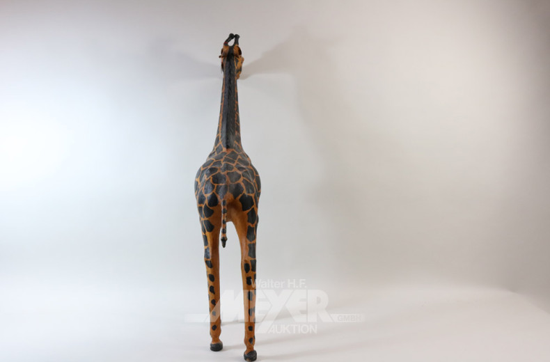 gr. Figur ''Giraffe'', Lederbespannung,