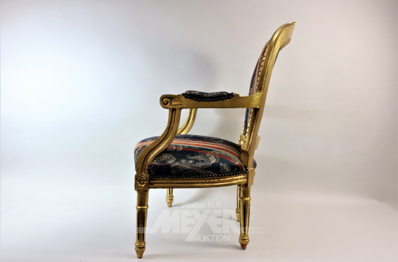 niedriger Damensessel, vergoldet,