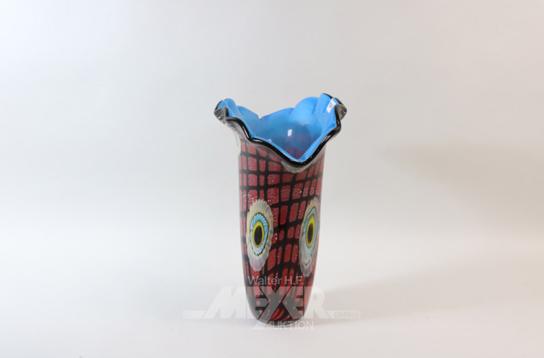 Glas-Bodenvase im Muranostil,