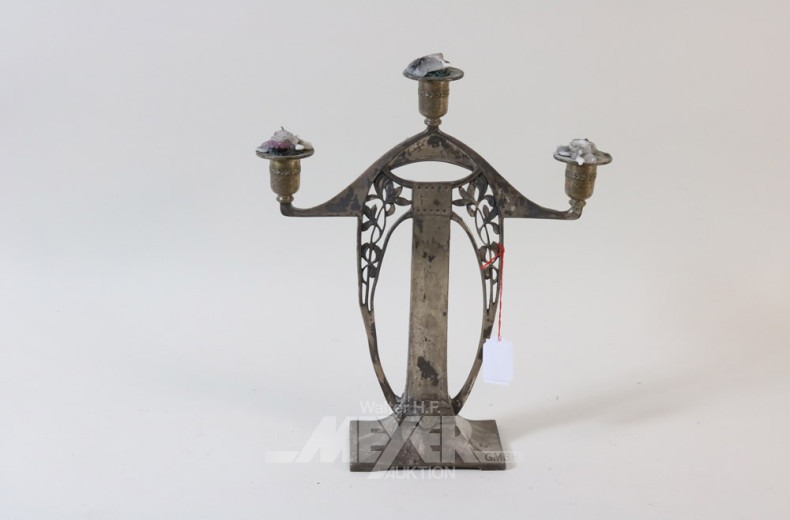 Jugendstilleuchter, 3-flamig, H: 32 cm