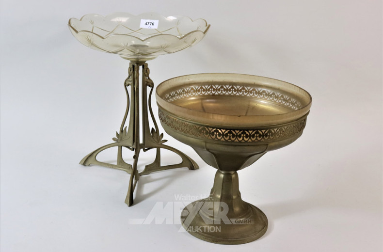 2 versch. Tischaufsätze, Metall mit