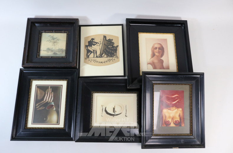 9 versch. Bilder, gerahmt