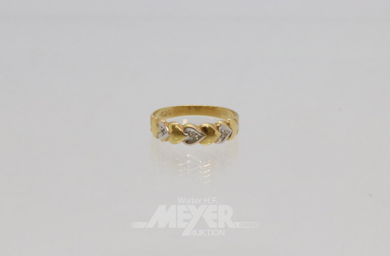 Damenring, 585er GG, herzförmig,