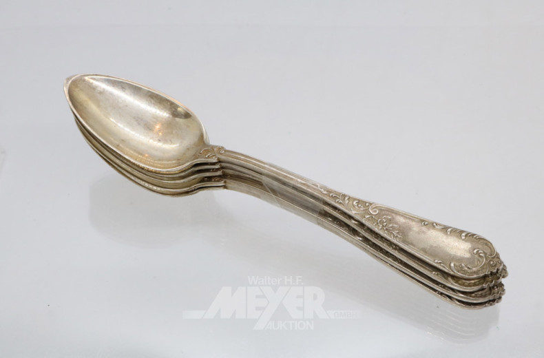 5 Kaffeelöffel, 800er Silber,