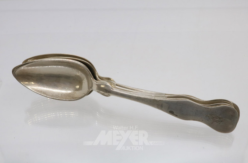 5 Dessertlöffel, Silber,