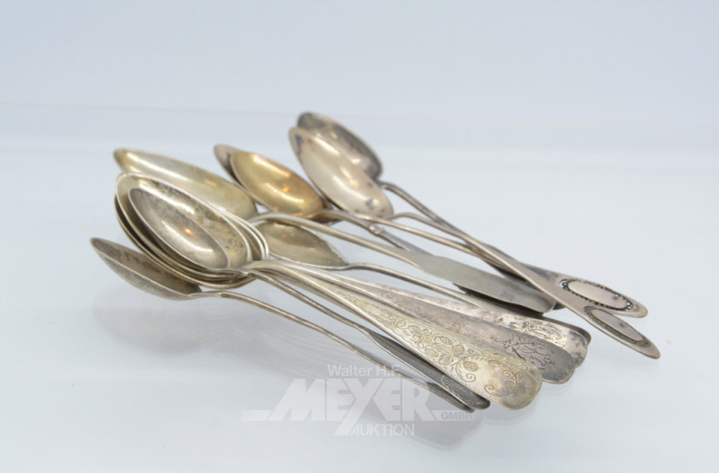 12 Kaffee/Moccalöffel, Silber,