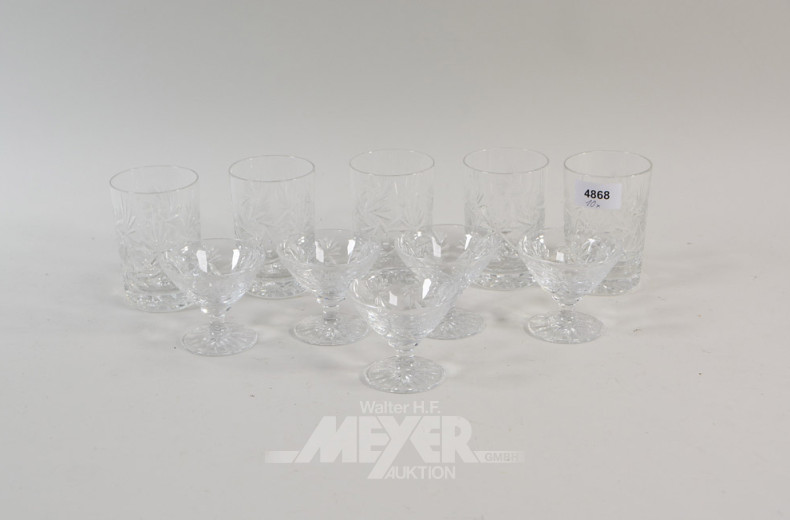 10 Kristall-Gläser: Whiskey u. Likör