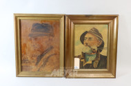 2 Portraits, ''Fischer'', Öl/Hartfaser,