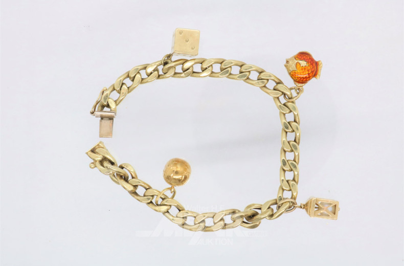 Bettelarmband, 585er GG, ca. 16 g.,