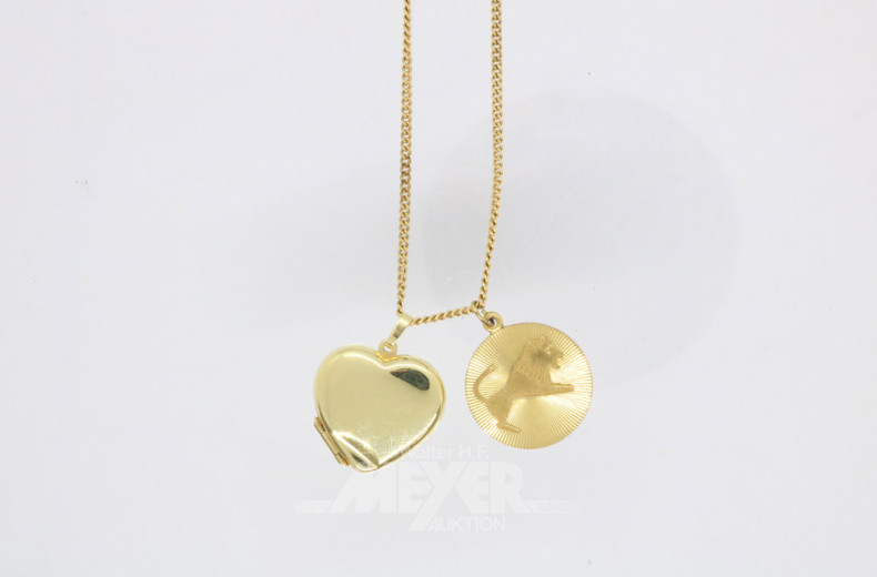 Kette, 333er GG, ca. 8 g., mit Herz- und