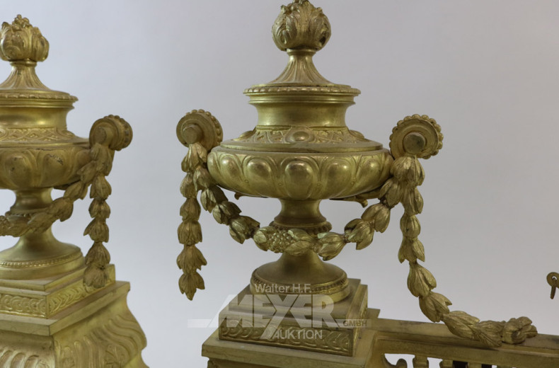 Paar Kaminhunde, Historismus, vergoldet