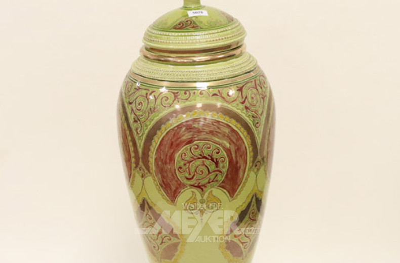 Boden-Deckelvase, Steingut,