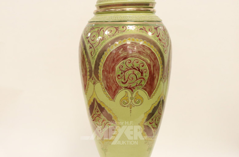 Boden-Deckelvase, Steingut,