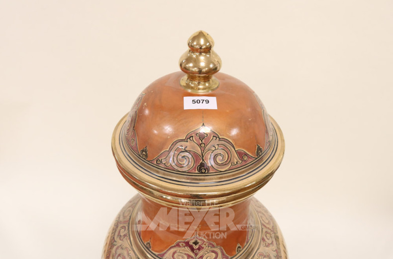 Boden-Deckelvase, Steingut,