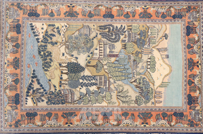 Wandteppich, Landschaftsmotiv,