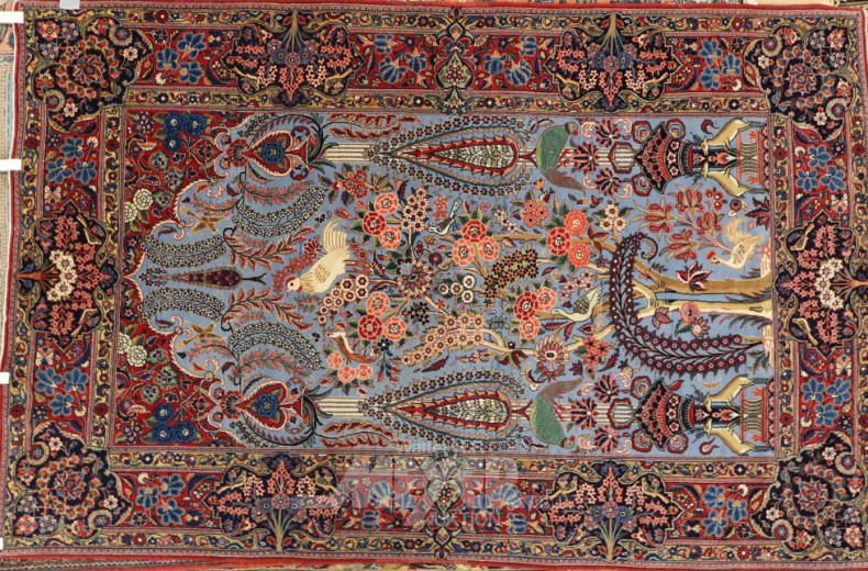 Wandteppich, Motive aus Flora u. Fauna,