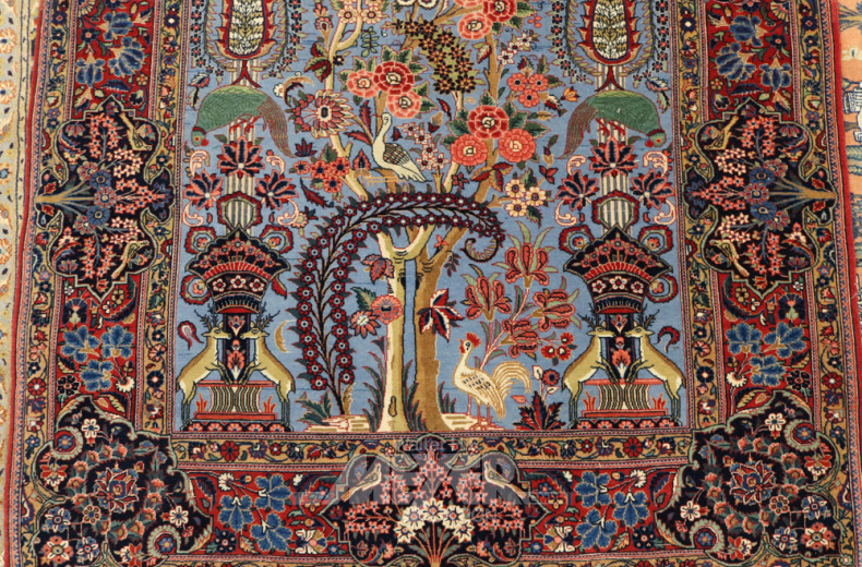 Wandteppich, Motive aus Flora u. Fauna,