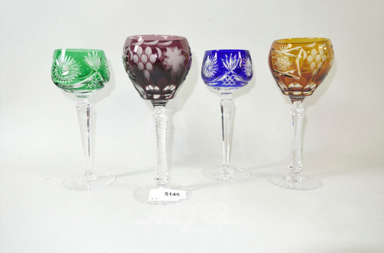 4 Kristallgläser ''Römer'', farbig