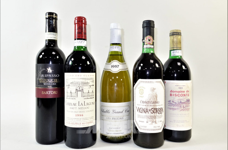 26 versch. Flaschen Rot- und Weißwein