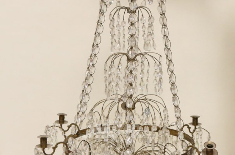 Prismen-Kerzen-Deckenkrone um 1900